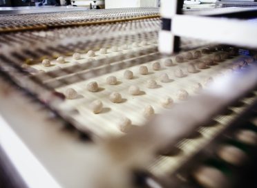 Food being processed in factory